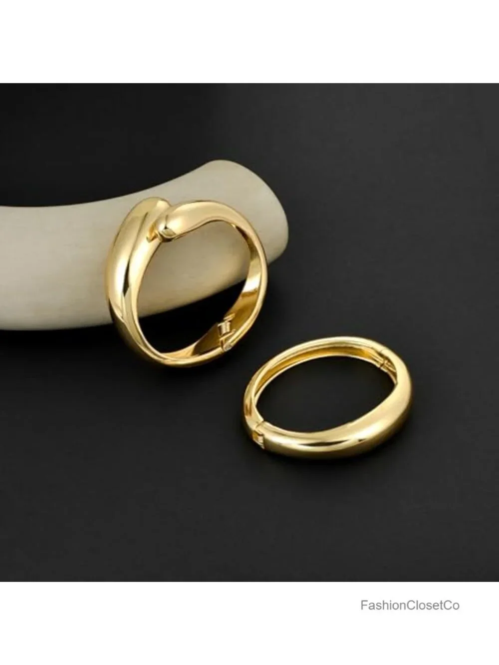 Thick Hinged Cuff Bangle Bracelet Chunky Open Wide Oval Bangle